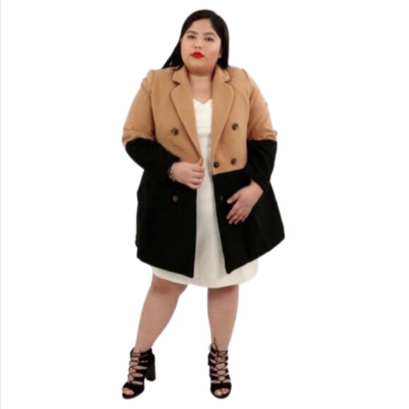Eloquii Jackets & Blazers - Eloquii Camel and Black Colorblock Trench Coat NWT